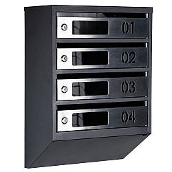 Ящик поштовий багатосекційний ЯП04D (чорний-нержавійка)