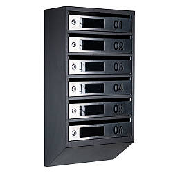 Ящик поштовий багатосекційний ЯП06D (чорний-нержавійка)