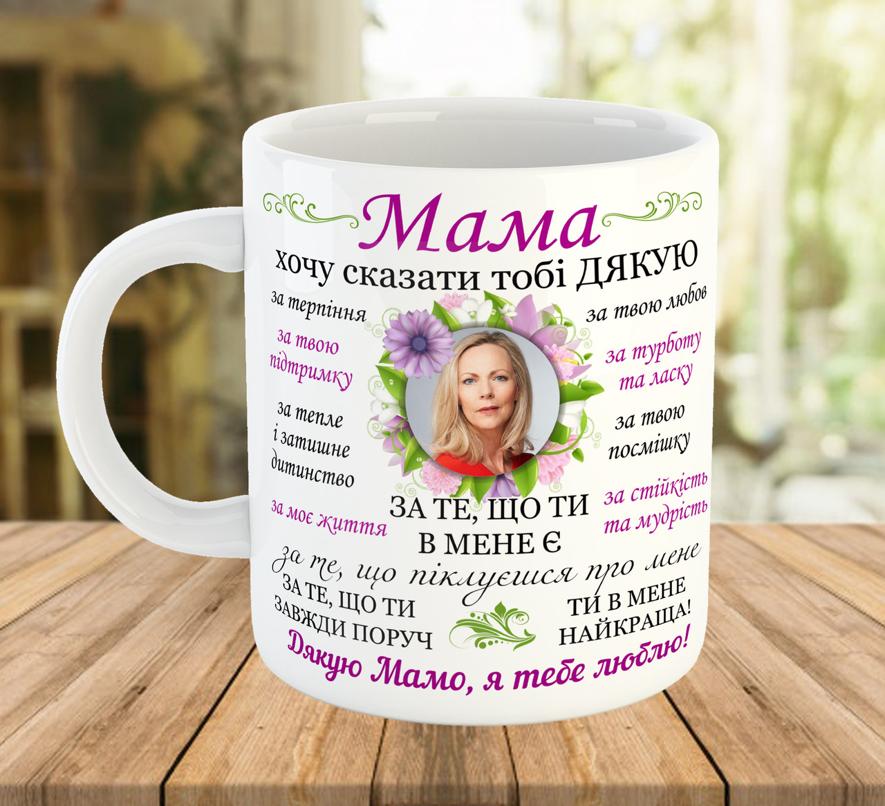 Подарунок для мами, кружка з фото та написом "Мама", ч-7717