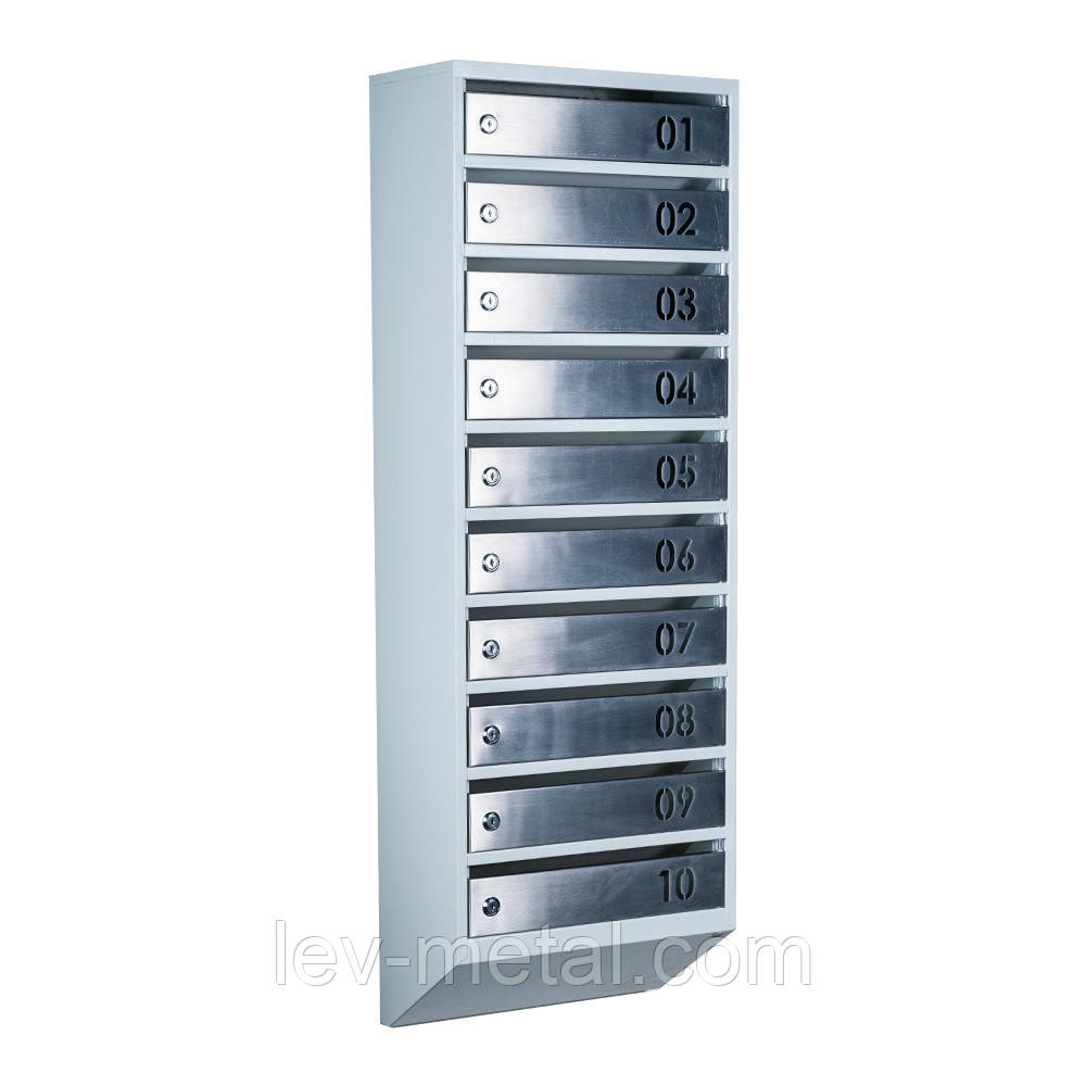 Ящик поштовий багатосекційний ЯП10B (сірий-нержавійка), фото 1
