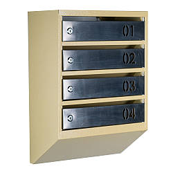 Ящик поштовий багатосекційний ЯП04B (бежевий-нержавійка)