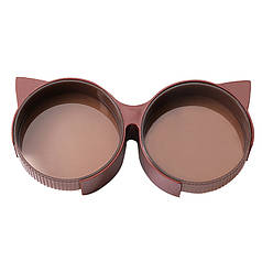 Миска для котів Taotaopets 198807 Burgundy подвійна з вушками