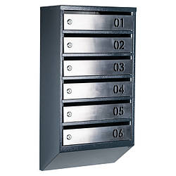 Поштові скриньки в під'їзд ЯП-B нержавійка-антрацит (вирізаний номерок)