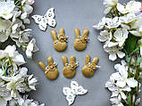 Аплікація "Зайчик з декором квіточка", 5 х 3 см, 20 шт/уп., гірчичного кольору, фото 4