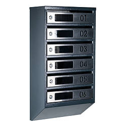 Поштові скриньки в під'їзд ЯП-D нержавійка-антрацит (з віконцем і номером)