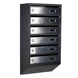 Поштові скриньки в під'їзд ЯП-А нержавійка-чорний (з пластиковим віконцем)