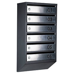 Поштові скриньки в під'їзд ЯП-B нержавійка-чорний (вирізаний номерок)