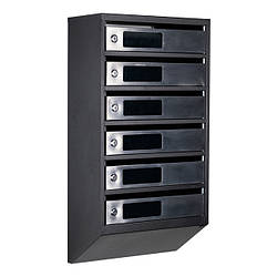 Поштові скриньки в під'їзд ЯП-С нержавійка-чорний (зі скляним віконцем)