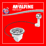 Злив для кухонної мийки 1 1/2x113 мм із сіткою з нержавіючої сталі та автоматичною пробкою PUS113-CP McALPINE, фото 3