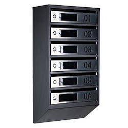 Поштові скриньки в під'їзд ЯП-D нержавійка-чорна (з віконцем і номером)