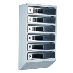 Поштові скриньки в під'їзд ЯП-С нержавійка-сіра (зі скляним віконцем)