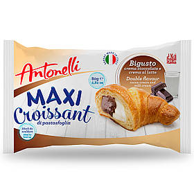 Круасан з подвійним кремом ваніль-шоколад Antonelli MAXI Milk Creme + Chocolate 80г , 16шт/ящ, Італія