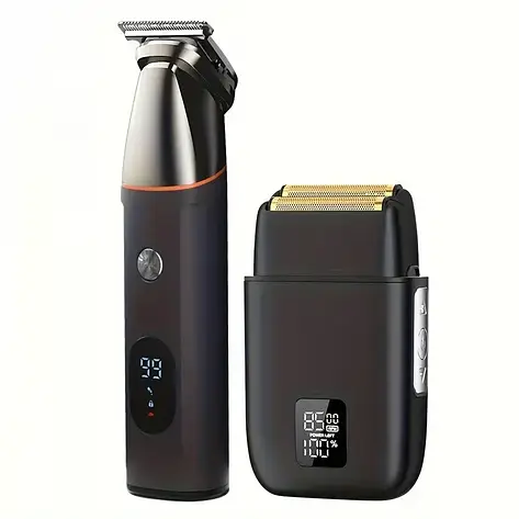 Комбо-набір (тример + шейвер) Hots Hair Combo Grooming Kit 4in1 & 4D Foil Shaver Black (HP-S9910-BK), фото 1