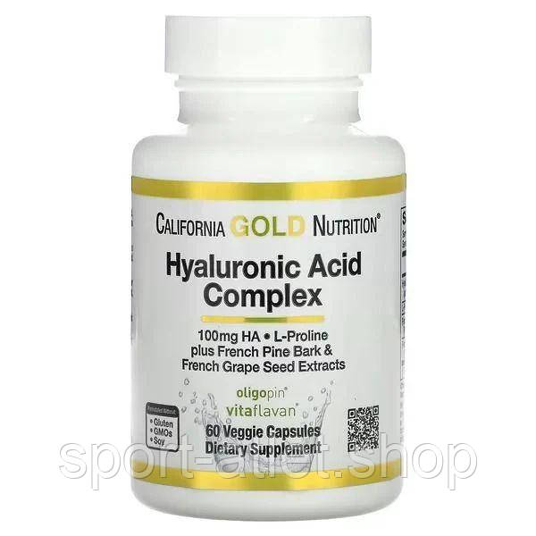 Препарат для суглобів і зв'язок California Gold Nutrition Hyaluronic Acid Complex, 60 вегакапсул