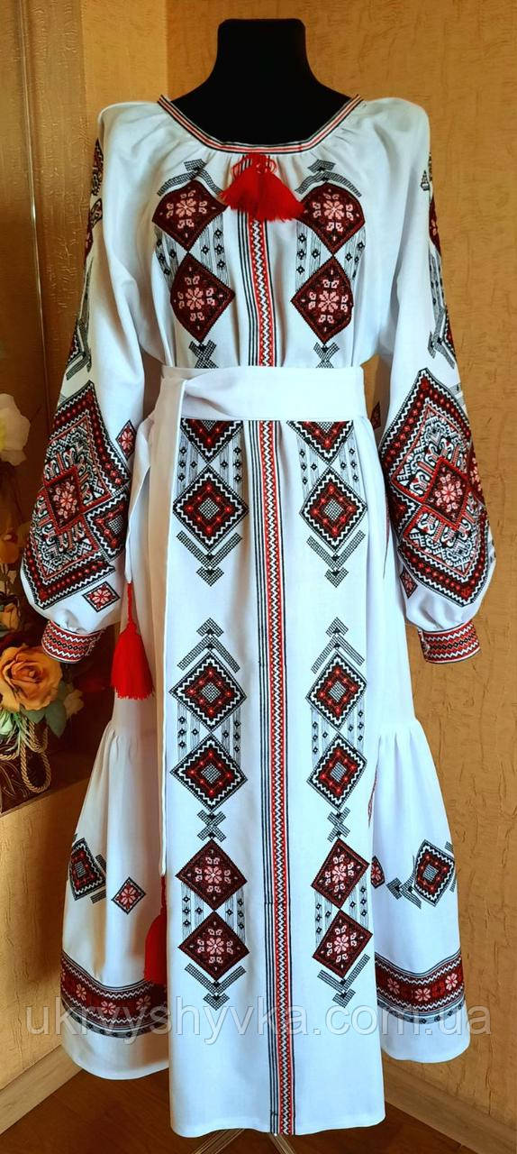 Плаття вишите "Лебідка" червоне