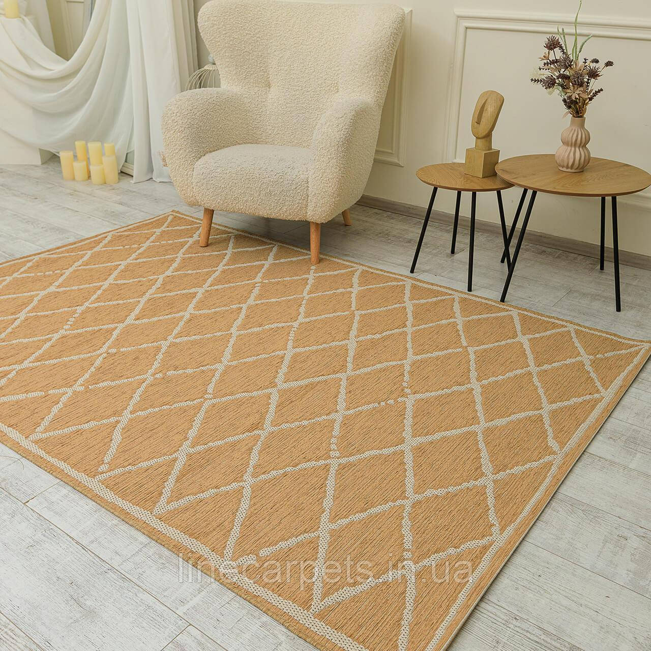 Сучасний безворсовий килим VELVET 7316 wool-gold, фото 1