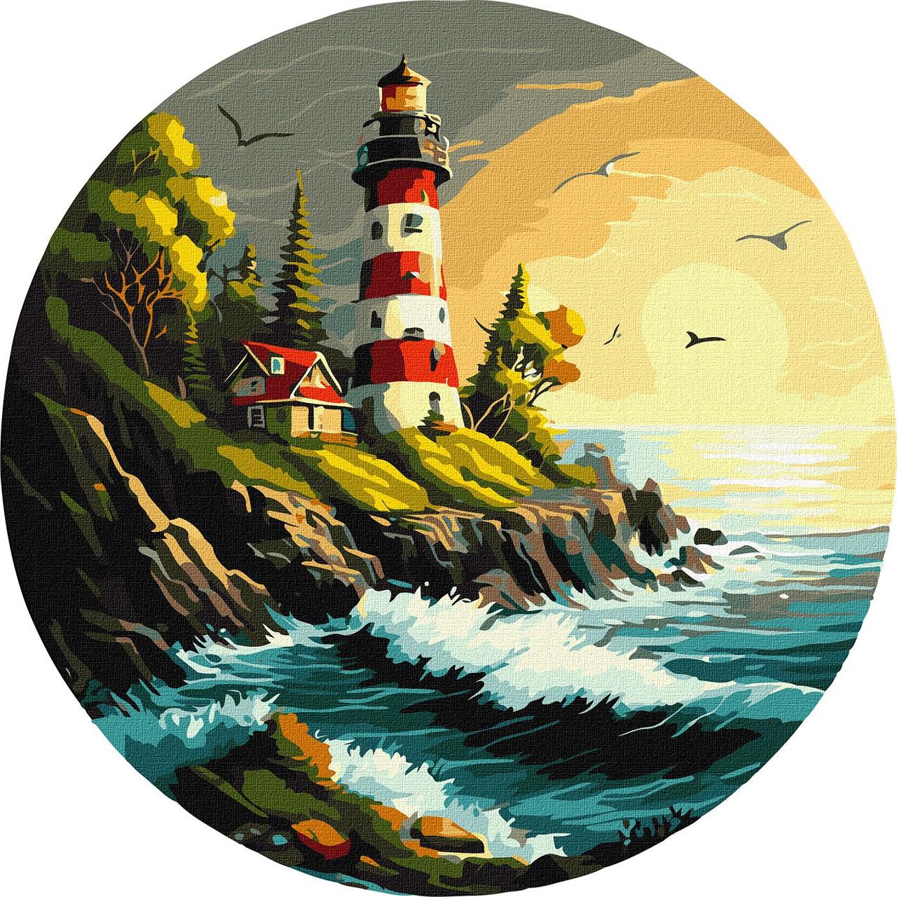 Картина за номерами d39см. Маяк на узбережжі ©art_selena_ua Ідейка КНОR1006