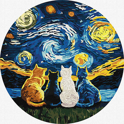 Картина за номерами d33см. Чотири пухнастика ©art_selena_ua Ідейка КНОR1156