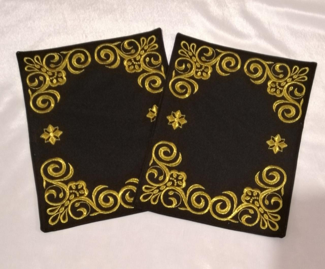 Серветки під хрест чорні із золотом, фото 1