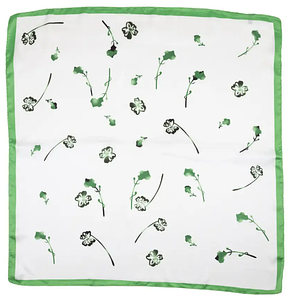 Шовкова хустка Квіточки 70*70 см білий/зелений, фото 3