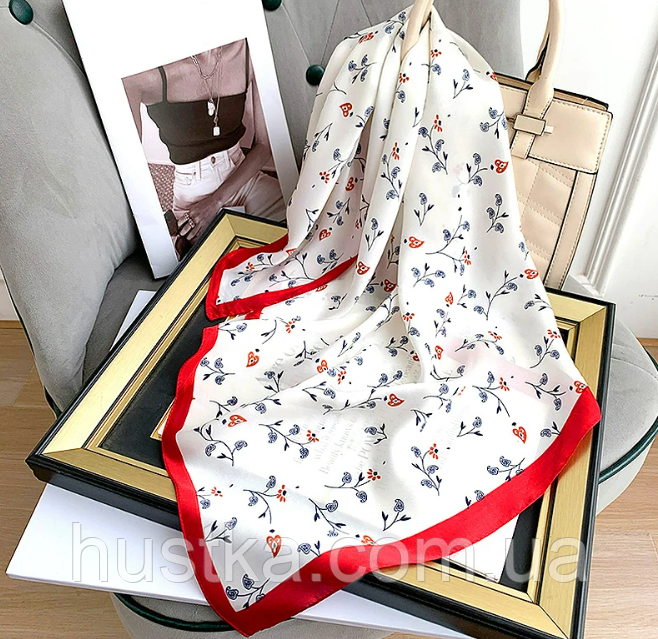 Шовкова хустка Floral 70*70 см білий