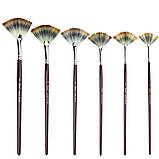 Пензлики віялоподібні нейлонові для гуаші, акварельних, акрилових та масляних фарб, 6 шт, фото 2