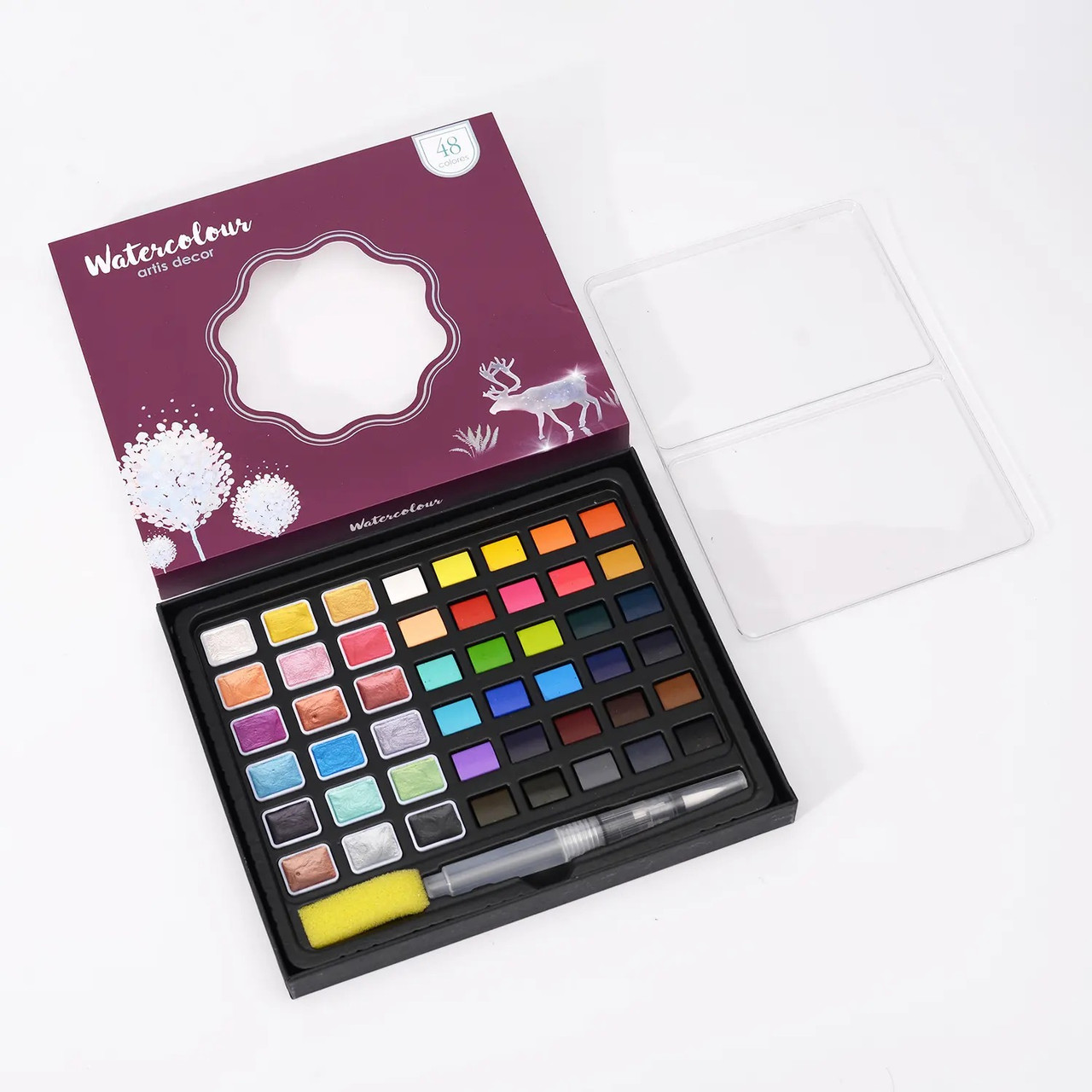 Набір акварельних фарб металіка 48 кольорів, фарби з металевим відливом на водній основі, фото 1