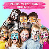 Фарби для бодіарту на водній основі 12 комбінацій кольорів, водорозчинний пігмент, з пензликом 23х12х2 см, фото 5