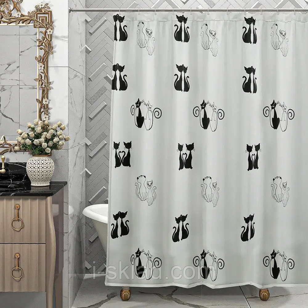 Шторка для ванної Miranda Black Cats 325980 Белый