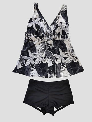 Танкини 2025 с шортами 72103 Миледи  Fuba черный с белым (В НАЛИЧИИ ТОЛЬКО 50 52 54 56 58 УКР р-ры), фото 2