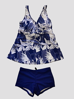 Танкини 2025 с шортами 72103 Миледи Fuba синий с белым (В НАЛИЧИИ ТОЛЬКО 50 52 54 56 58 УКР р-ры), фото 2