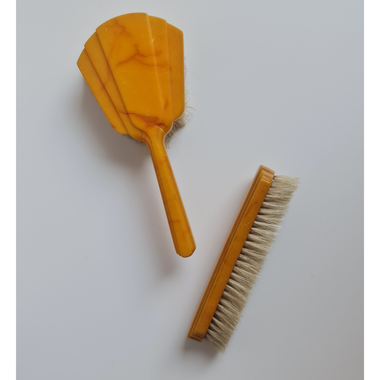Пара жовтих вінтажних щіток для одягу та взуття vintage 20 и 15 см, фото 1