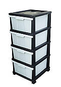 Комод пластикової 4 ящики Classic чорний (Elif Plastik) 45*37.5*90 см