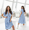 Легка літня сукня за коліно з зав'язкою на декольте та широкими рукавами, фото 3