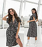 Легка літня сукня за коліно з зав'язкою на декольте та широкими рукавами, фото 8