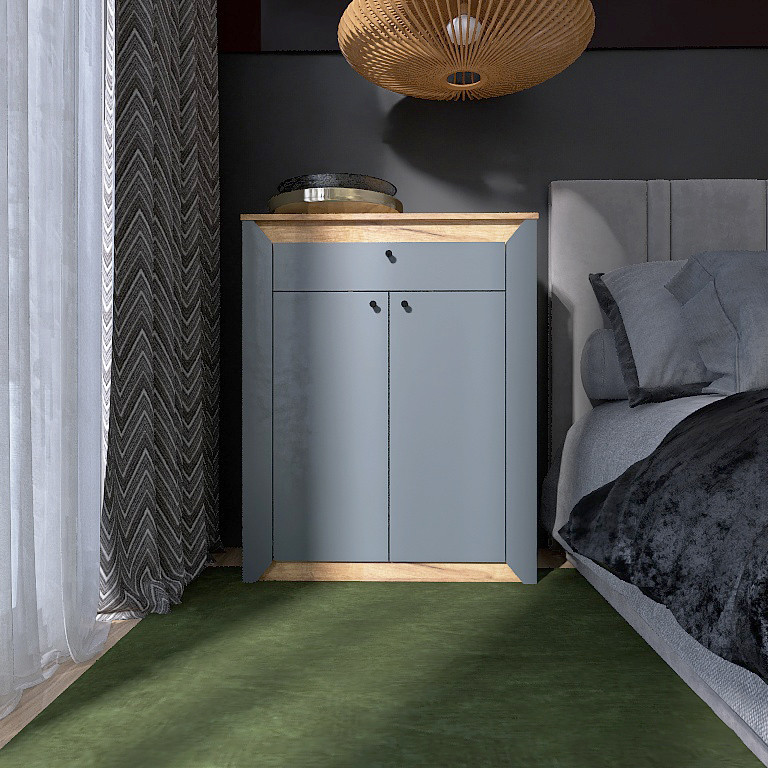 Тумба закрита Еверест Нордік-800 80х38х100 см Графіт + Дуб крафт золотий (DTM-5530), фото 1