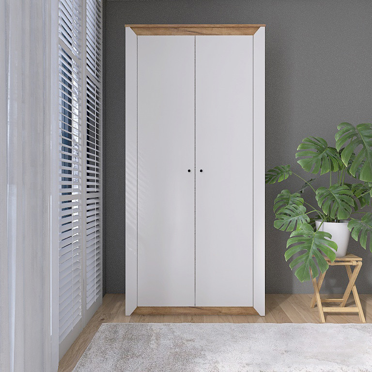 Шафа дводверна Еверест Нордік-990 Білий + Дуб крафт золотий (DTM-5535), фото 1