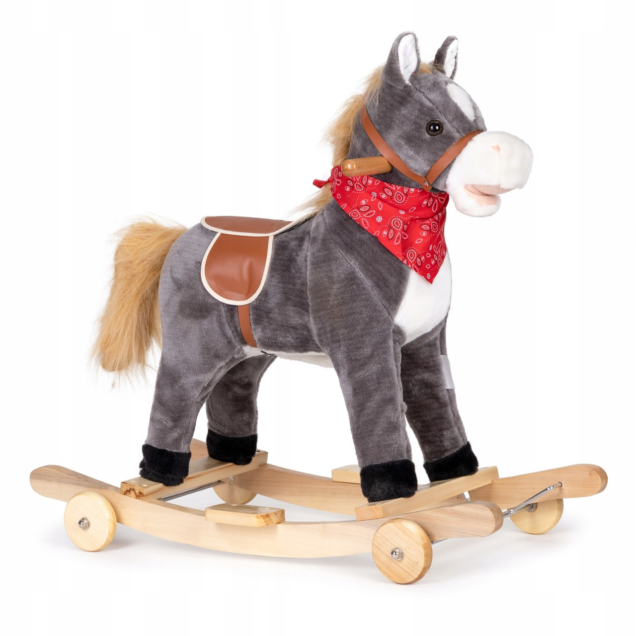 Кінь гойдалка ECOTOYS XL-106W Сірий із колесами