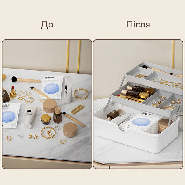 Органайзер для косметики, украшений Naomi на три секции с замком и