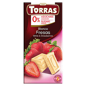 Білий шоколад Torras Zero White & Strawberry 75г