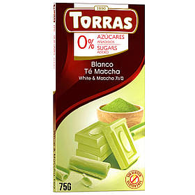 Білий шоколад Torras Без цукру 75г з чаєм матча