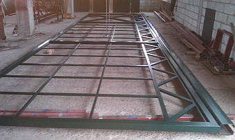 Промышленные откатные автоматические ворота, каркас промышленных ворот под зашивку профильным листом 2