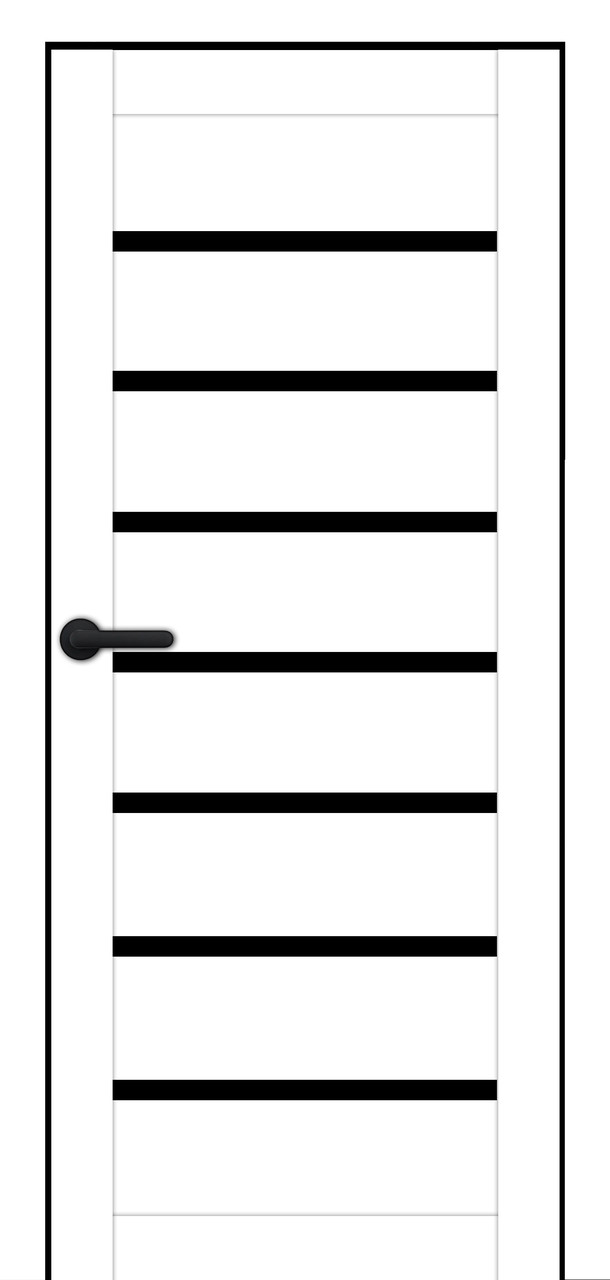 Двері міжкімнатні Portalino PL-02 Беллісіма Вайт ПП (з чорним склом ), фото 1