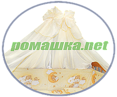 Балдахін з вуалі з бантом в дитячу ліжечко, 450х150 см ТМ Ромашка Жовтий