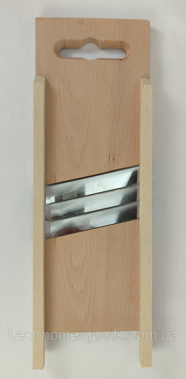 Шатківниця для капусти дерев’яна з 3 ножами 39×13 см – ручна овочерізка з бука для шинкування овочів, салатів, заготовок, фото 1