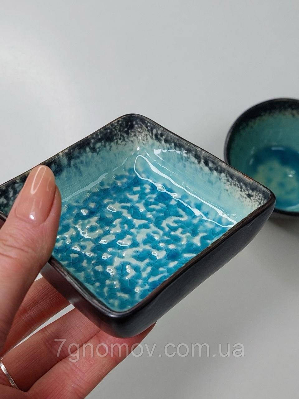 Соусник керамічний прямокутний синій Блу-Лейк 100 мл арт. 101-0251