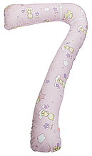 Подушка для вагітних і годування Сімка Г-подібна 158х93 см Ведмедики та зірочки на рожевому