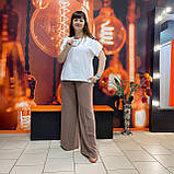 Брюки жіночі широкі легкі ошатні 50 капучіно, фото 2