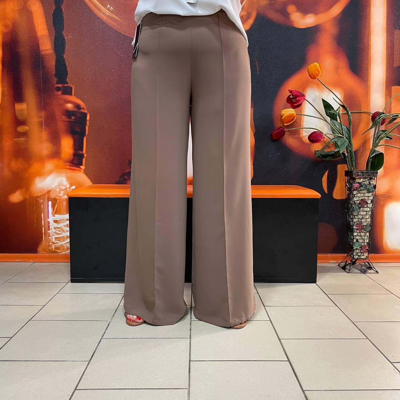 Брюки жіночі широкі легкі ошатні 50 капучіно, фото 1