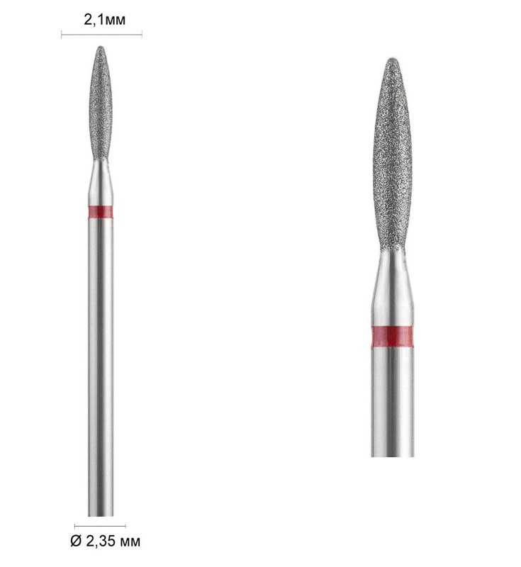 Фреза алмазна Ø 2,1 мм 244 безпечне полум'я, червона насічка 514-021 DLX, фото 1